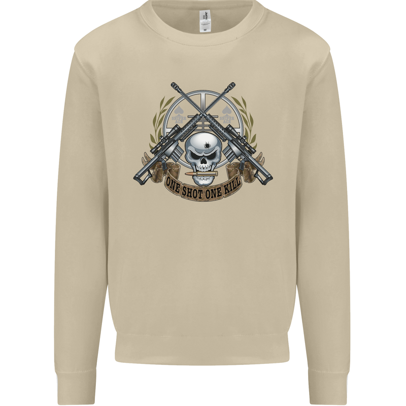 Sniper Ace One Shot Kill Para Marine Army Mens Sweatshirt Jumper Sand