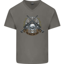 Sniper Ace One Shot Kill Para Marine Army Mens V-Neck Cotton T-Shirt Charcoal