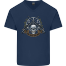 Sniper Ace One Shot Kill Para Marine Army Mens V-Neck Cotton T-Shirt Navy Blue