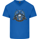 Sniper Ace One Shot Kill Para Marine Army Mens V-Neck Cotton T-Shirt Royal Blue