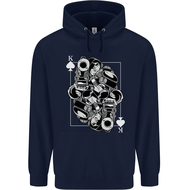 Sniper Playing Card Military Army Elite Childrens Kids Hoodie Navy Blue