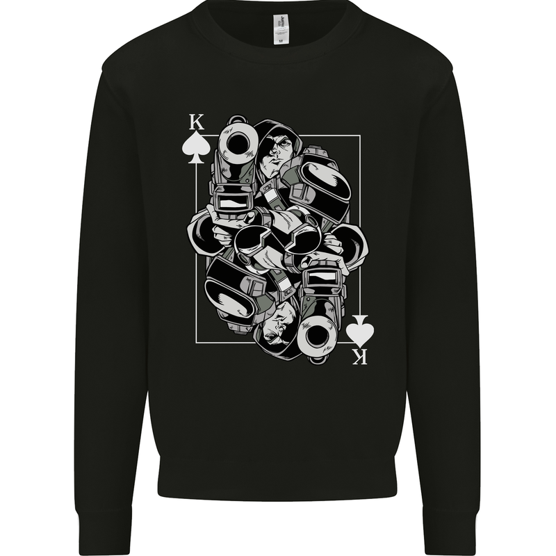 Sniper Playing Card Military Army Elite Kids Sweatshirt Jumper Black