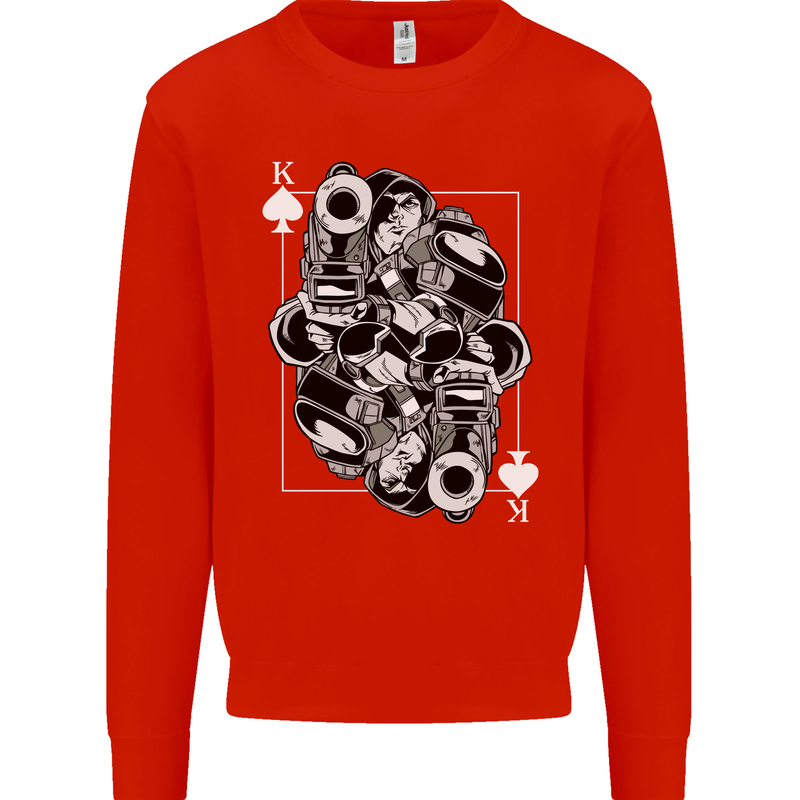 Sniper Playing Card Military Army Elite Kids Sweatshirt Jumper Bright Red