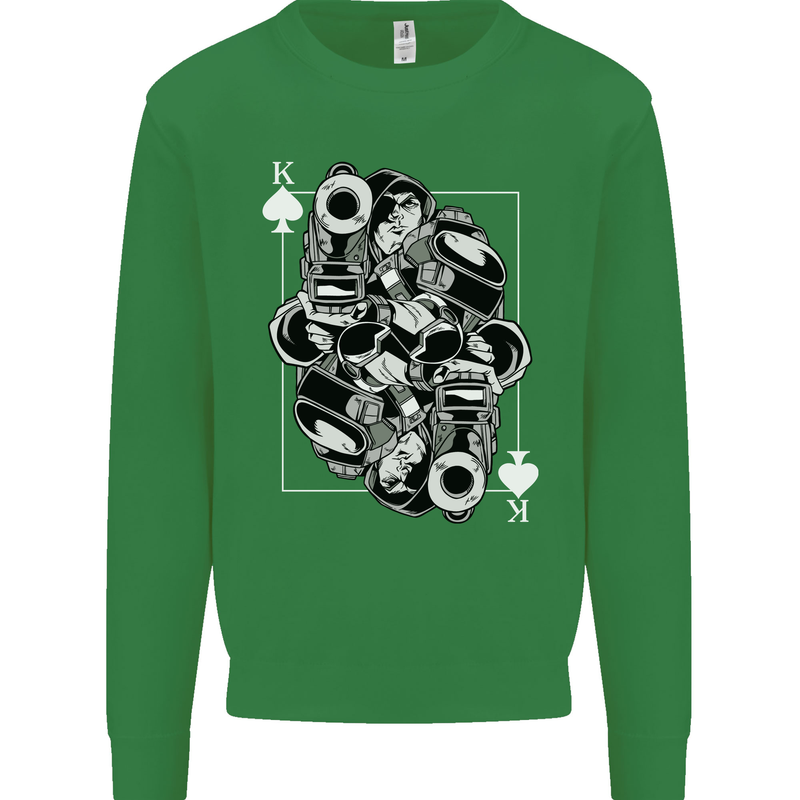 Sniper Playing Card Military Army Elite Kids Sweatshirt Jumper Irish Green
