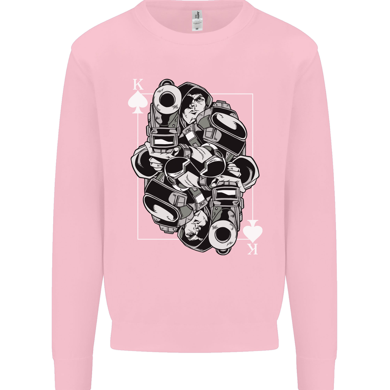 Sniper Playing Card Military Army Elite Kids Sweatshirt Jumper Light Pink