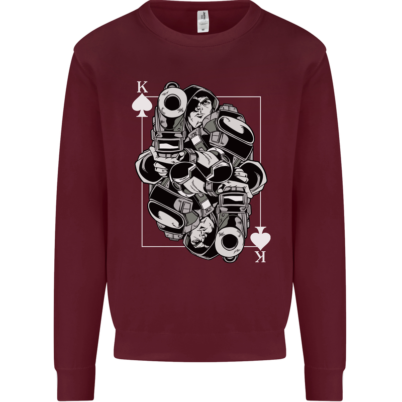 Sniper Playing Card Military Army Elite Kids Sweatshirt Jumper Maroon
