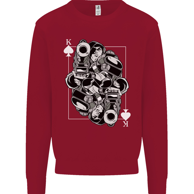 Sniper Playing Card Military Army Elite Kids Sweatshirt Jumper Red