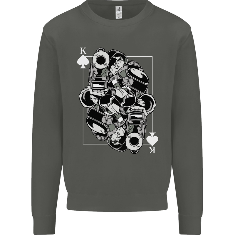 Sniper Playing Card Military Army Elite Kids Sweatshirt Jumper Storm Grey