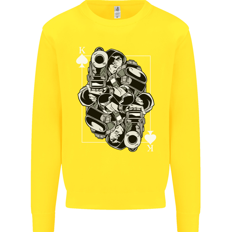 Sniper Playing Card Military Army Elite Kids Sweatshirt Jumper Yellow