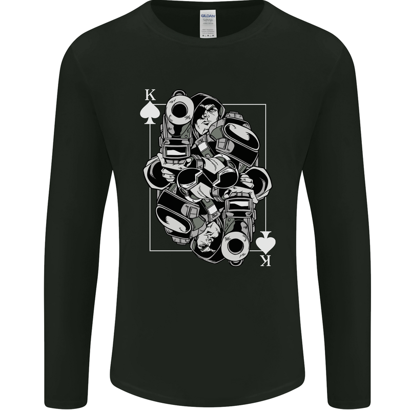 Sniper Playing Card Military Army Elite Mens Long Sleeve T-Shirt Black