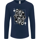 Sniper Playing Card Military Army Elite Mens Long Sleeve T-Shirt Navy Blue