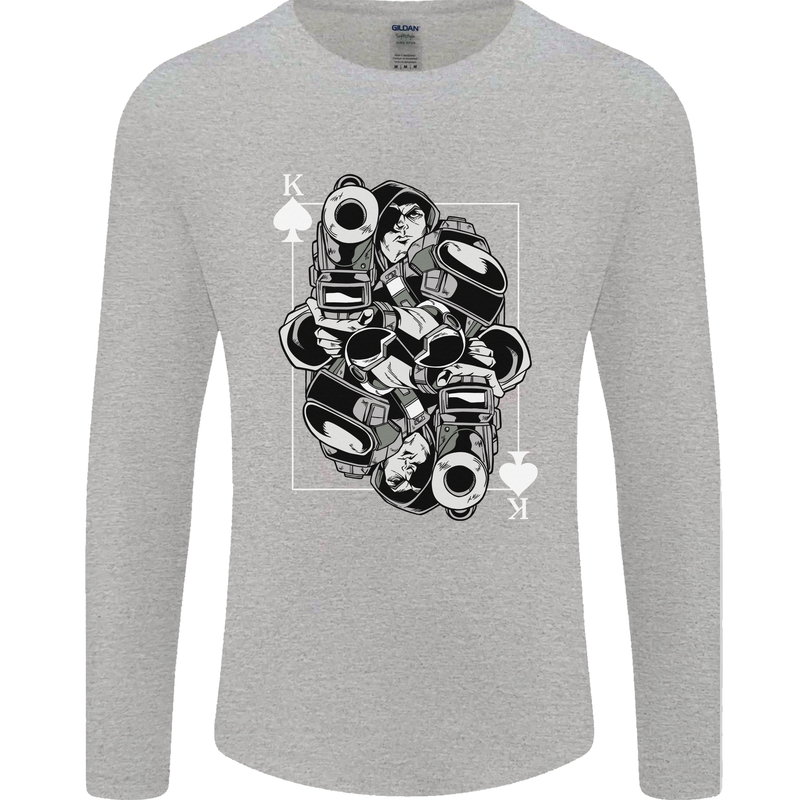 Sniper Playing Card Military Army Elite Mens Long Sleeve T-Shirt Sports Grey