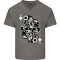 Sniper Playing Card Military Army Elite Mens V-Neck Cotton T-Shirt Charcoal