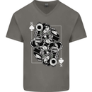 Sniper Playing Card Military Army Elite Mens V-Neck Cotton T-Shirt Charcoal