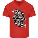 Sniper Playing Card Military Army Elite Mens V-Neck Cotton T-Shirt Red
