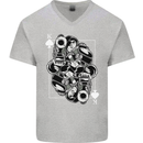 Sniper Playing Card Military Army Elite Mens V-Neck Cotton T-Shirt Sports Grey