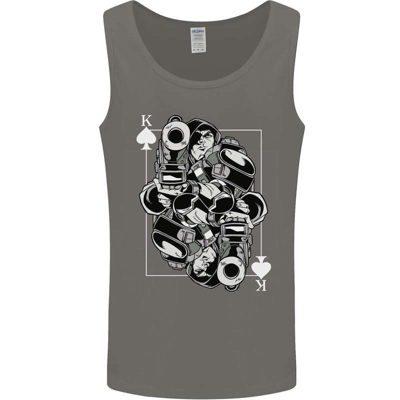 Sniper Playing Card Military Army Elite Mens Vest Tank Top Charcoal