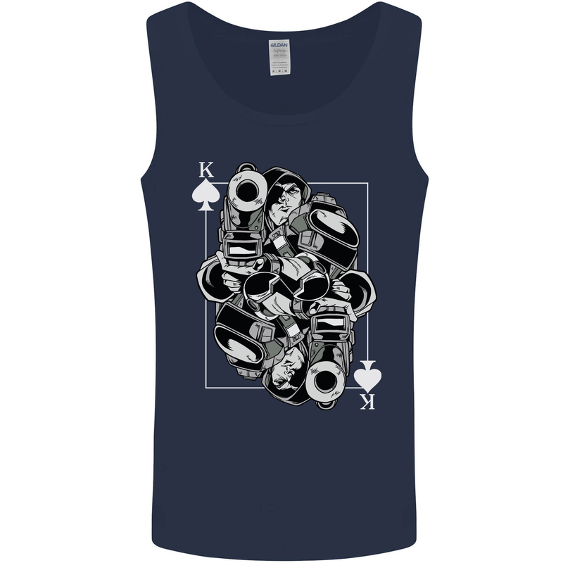 Sniper Playing Card Military Army Elite Mens Vest Tank Top Navy Blue