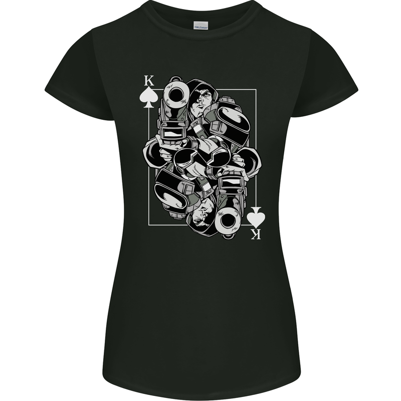 Sniper Playing Card Military Army Elite Womens Petite Cut T-Shirt Black