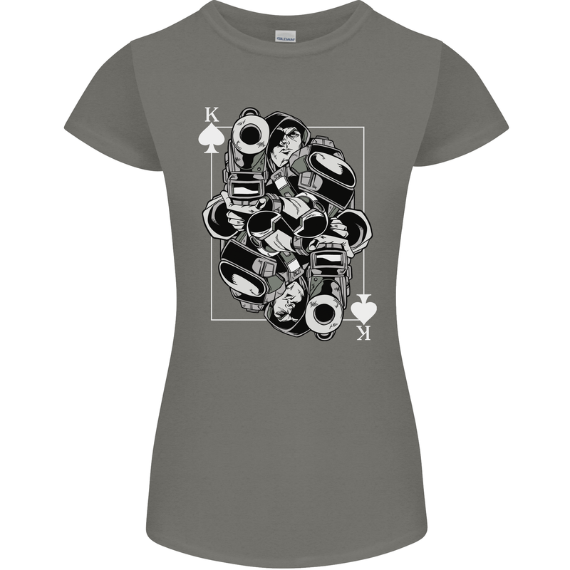 Sniper Playing Card Military Army Elite Womens Petite Cut T-Shirt Charcoal