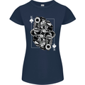 Sniper Playing Card Military Army Elite Womens Petite Cut T-Shirt Navy Blue