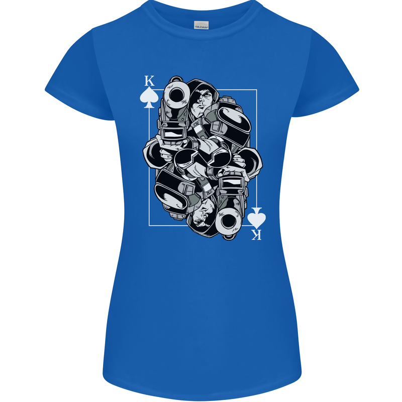 Sniper Playing Card Military Army Elite Womens Petite Cut T-Shirt Royal Blue