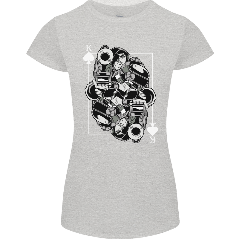 Sniper Playing Card Military Army Elite Womens Petite Cut T-Shirt Sports Grey