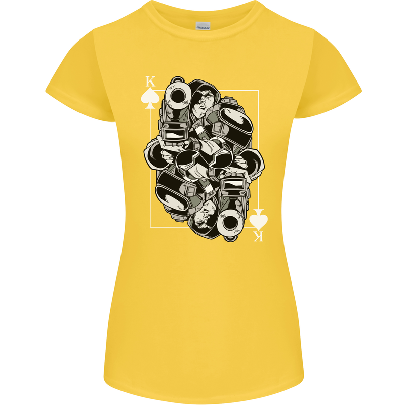 Sniper Playing Card Military Army Elite Womens Petite Cut T-Shirt Yellow