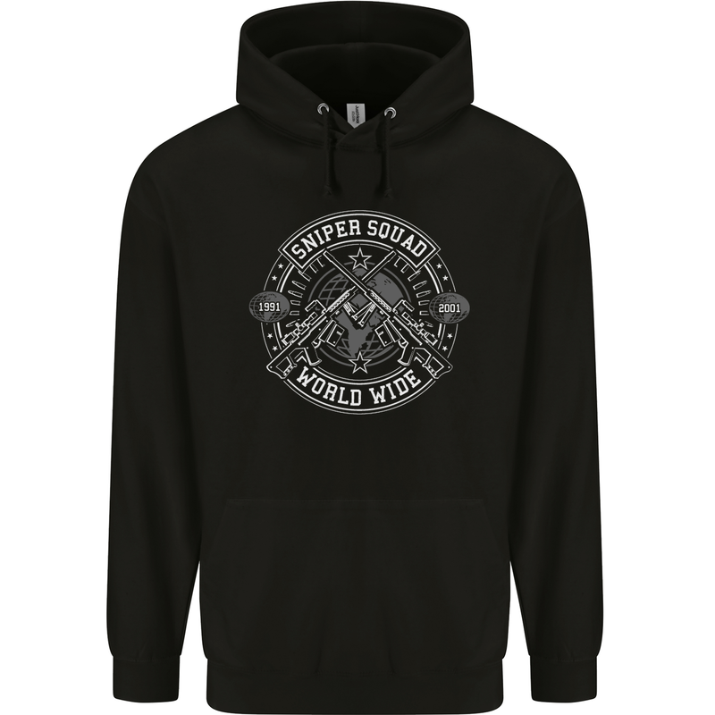 Sniper Squad Worldwide Army Para Marines Mens 80% Cotton Hoodie Black