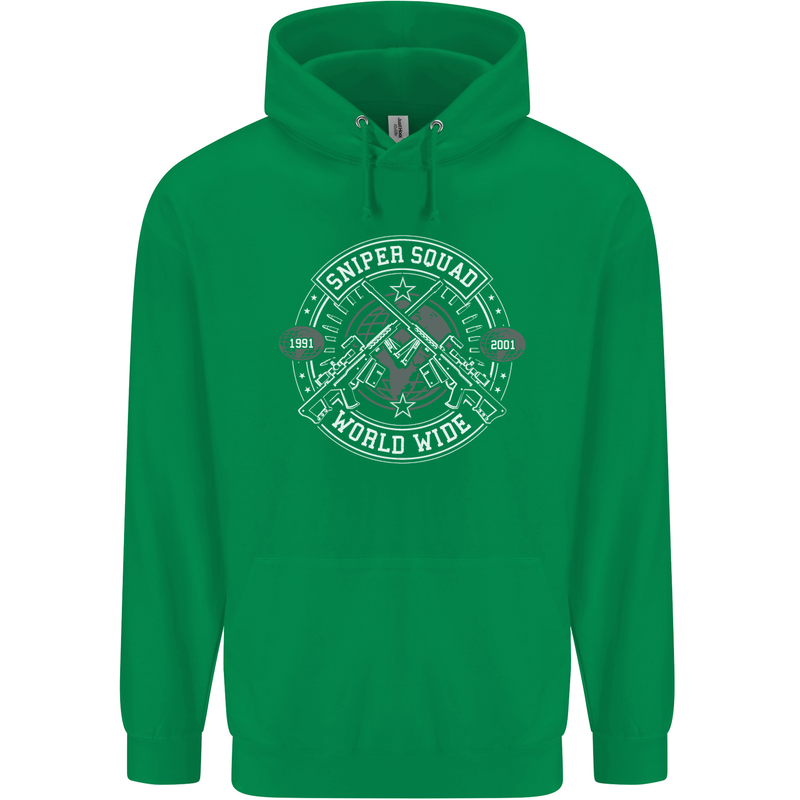Sniper Squad Worldwide Army Para Marines Mens 80% Cotton Hoodie Irish Green