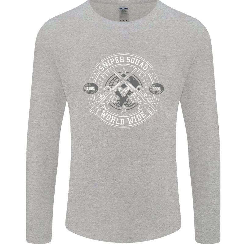Sniper Squad Worldwide Army Para Marines Mens Long Sleeve T-Shirt Sports Grey