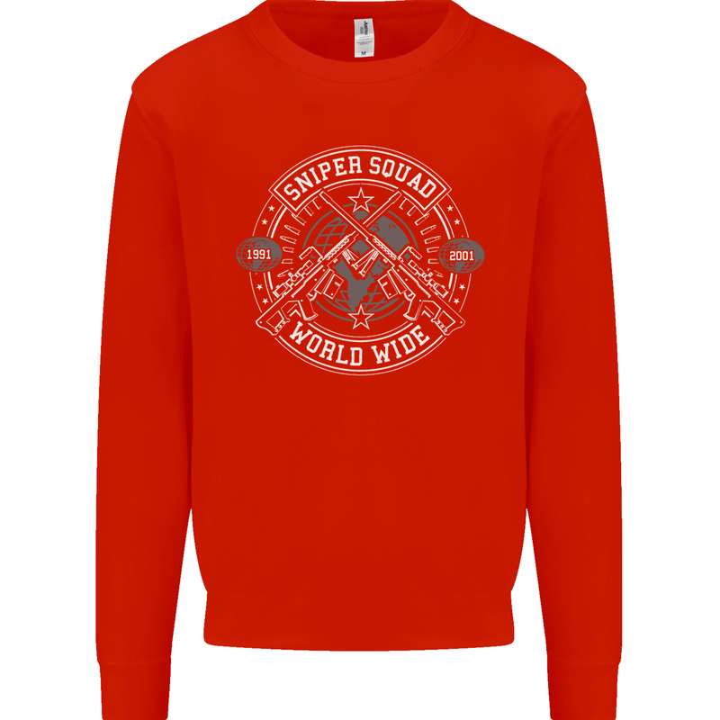Sniper Squad Worldwide Army Para Marines Mens Sweatshirt Jumper Bright Red