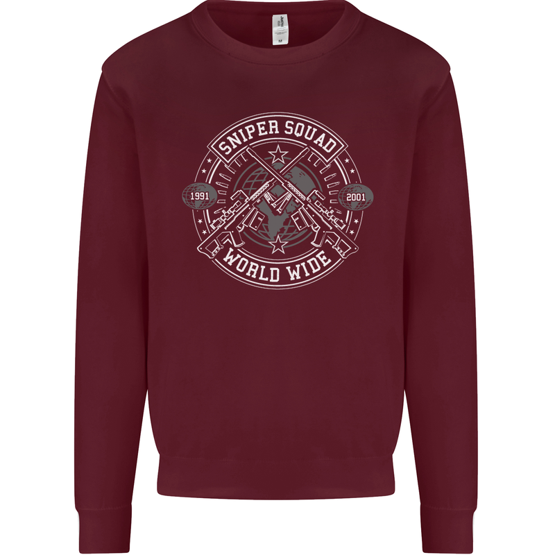 Sniper Squad Worldwide Army Para Marines Mens Sweatshirt Jumper Maroon