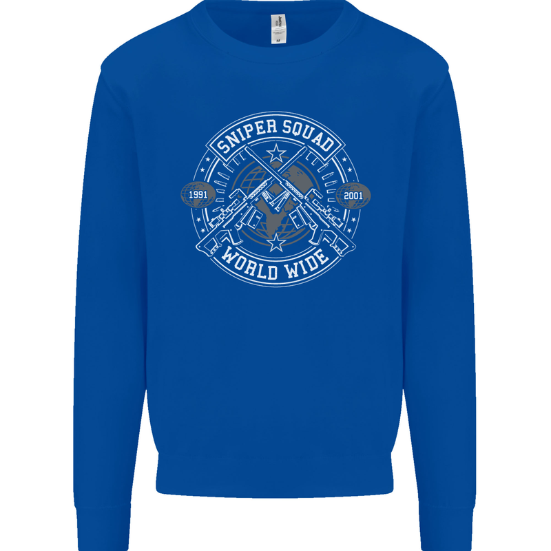 Sniper Squad Worldwide Army Para Marines Mens Sweatshirt Jumper Royal Blue