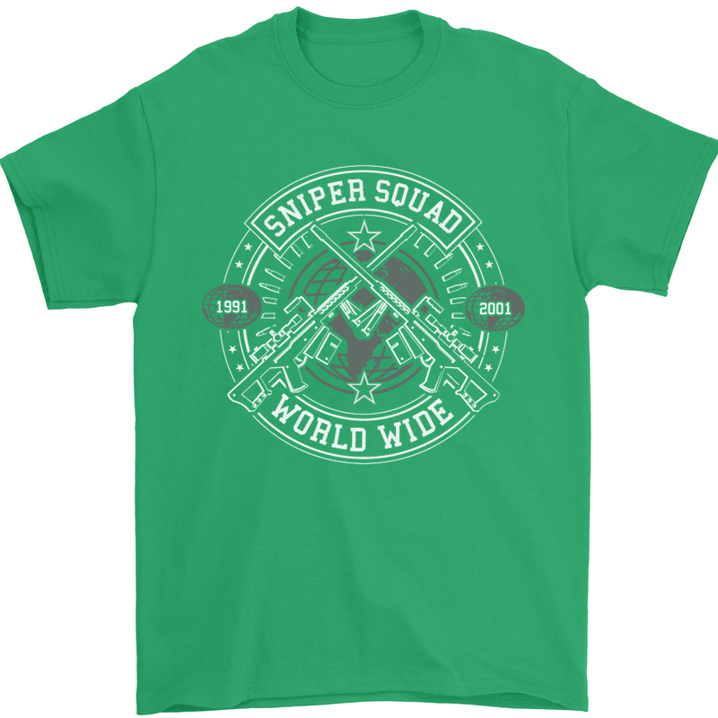 Sniper Squad Worldwide Army Para Marines Mens T-Shirt Cotton Gildan Irish Green