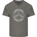 Sniper Squad Worldwide Army Para Marines Mens V-Neck Cotton T-Shirt Charcoal