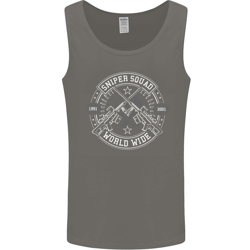 Sniper Squad Worldwide Army Para Marines Mens Vest Tank Top Charcoal