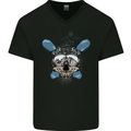 Snowboard Skull Snowboarding Snowboarder Mens V-Neck Cotton T-Shirt Black