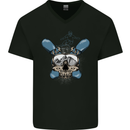 Snowboard Skull Snowboarding Snowboarder Mens V-Neck Cotton T-Shirt Black