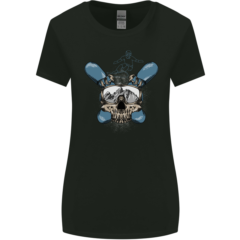 Snowboard Skull Snowboarding Snowboarder Womens Wider Cut T-Shirt Black