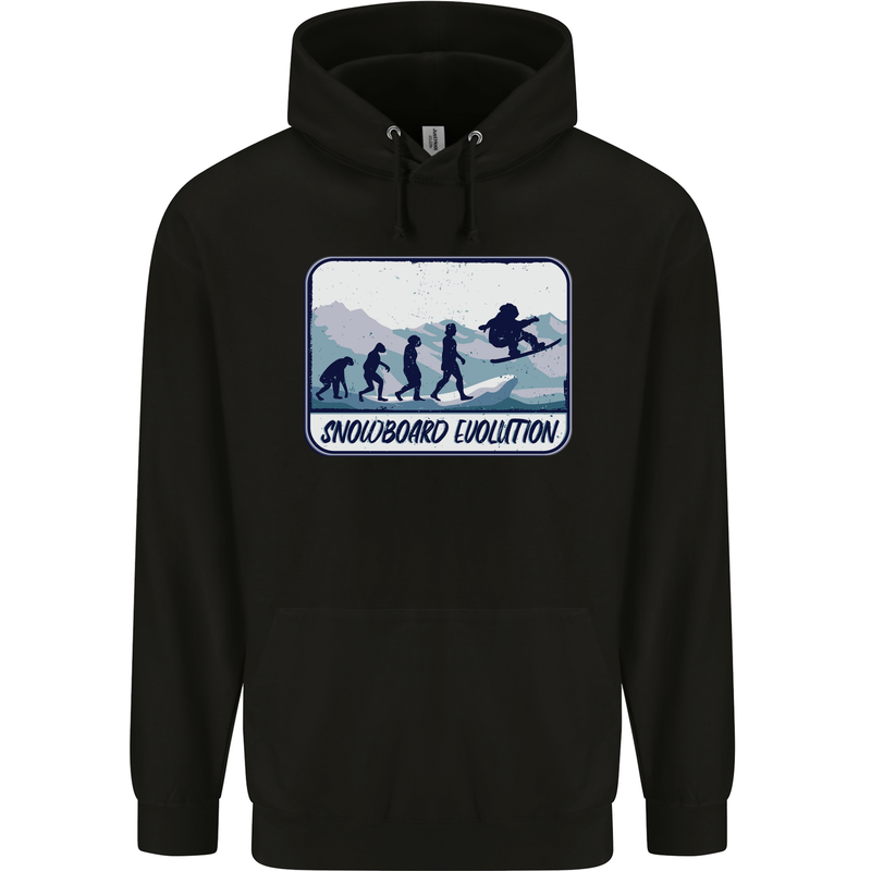 Snowboarding Evolution Funny Snowboarder Childrens Kids Hoodie Black