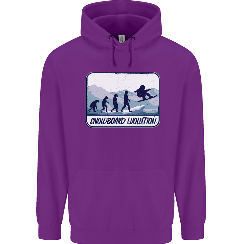 Snowboarding Evolution Funny Snowboarder Childrens Kids Hoodie Purple