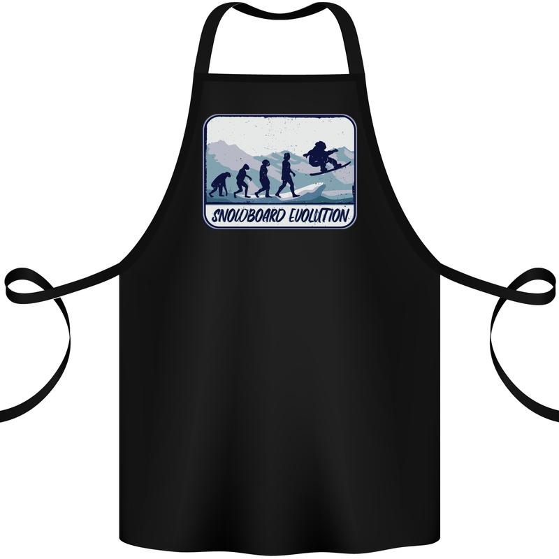 Snowboarding Evolution Funny Snowboarder Cotton Apron 100% Organic Black