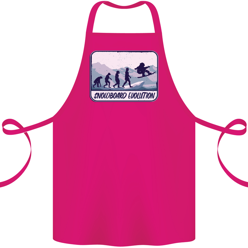 Snowboarding Evolution Funny Snowboarder Cotton Apron 100% Organic Pink