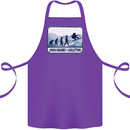 Snowboarding Evolution Funny Snowboarder Cotton Apron 100% Organic Purple
