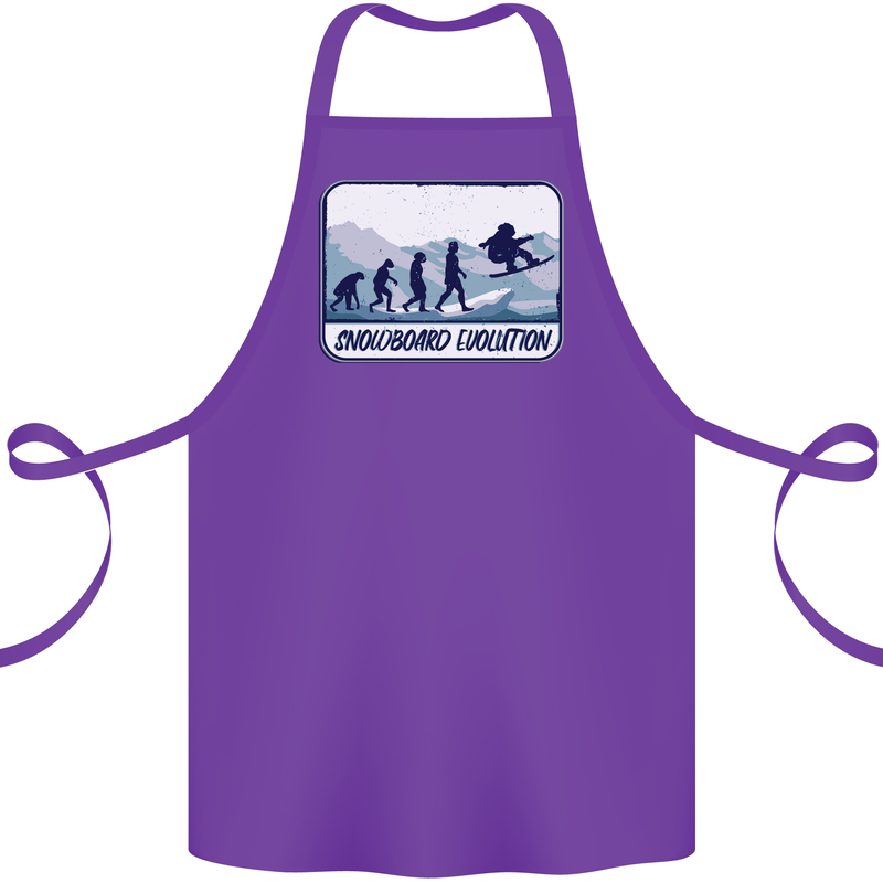Snowboarding Evolution Funny Snowboarder Cotton Apron 100% Organic Purple
