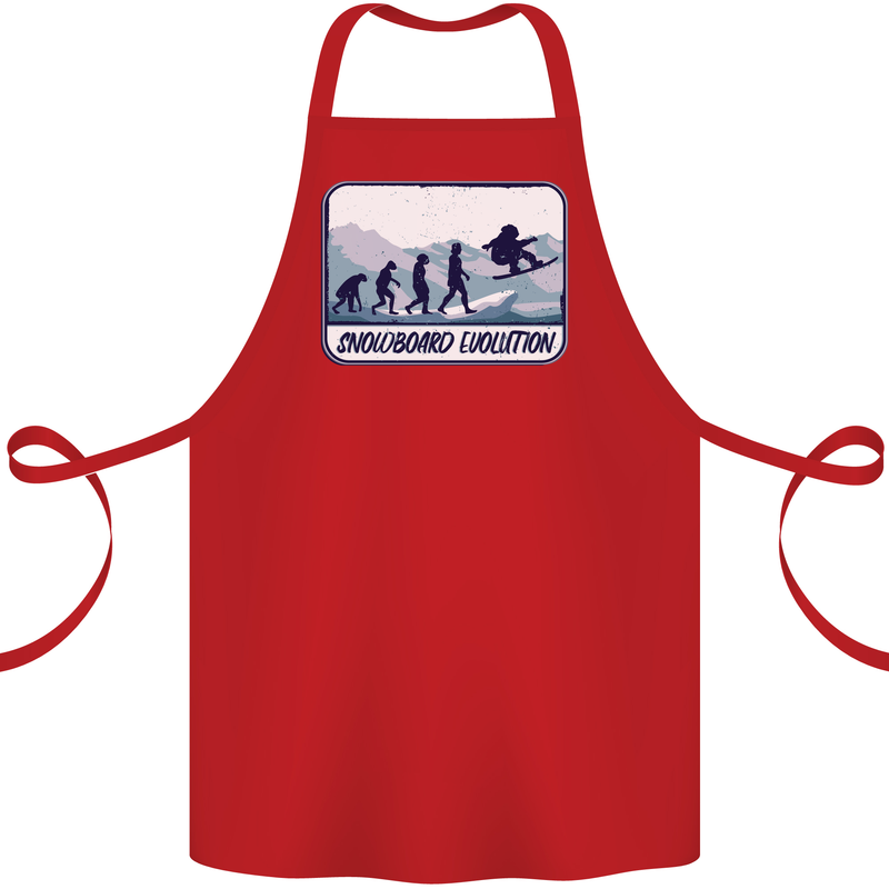 Snowboarding Evolution Funny Snowboarder Cotton Apron 100% Organic Red
