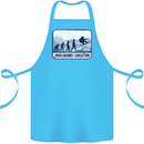 Snowboarding Evolution Funny Snowboarder Cotton Apron 100% Organic Turquoise