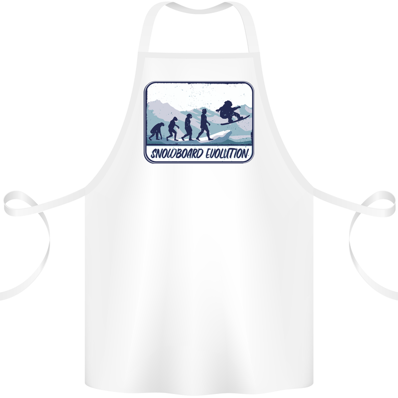 Snowboarding Evolution Funny Snowboarder Cotton Apron 100% Organic White