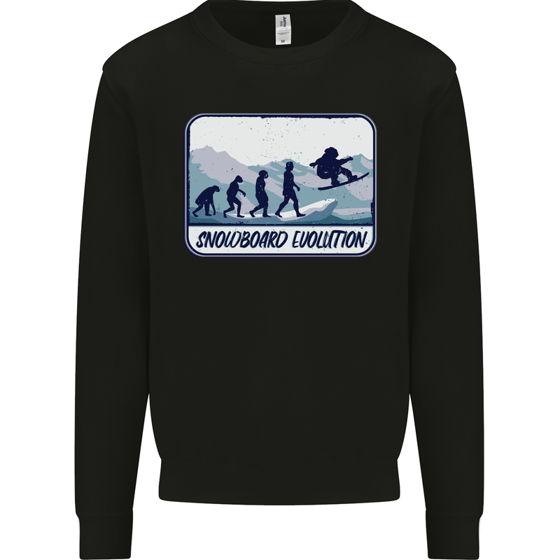 Snowboarding Evolution Funny Snowboarder Kids Sweatshirt Jumper Black